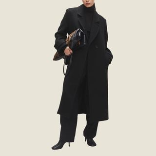 flat lay image of black coat