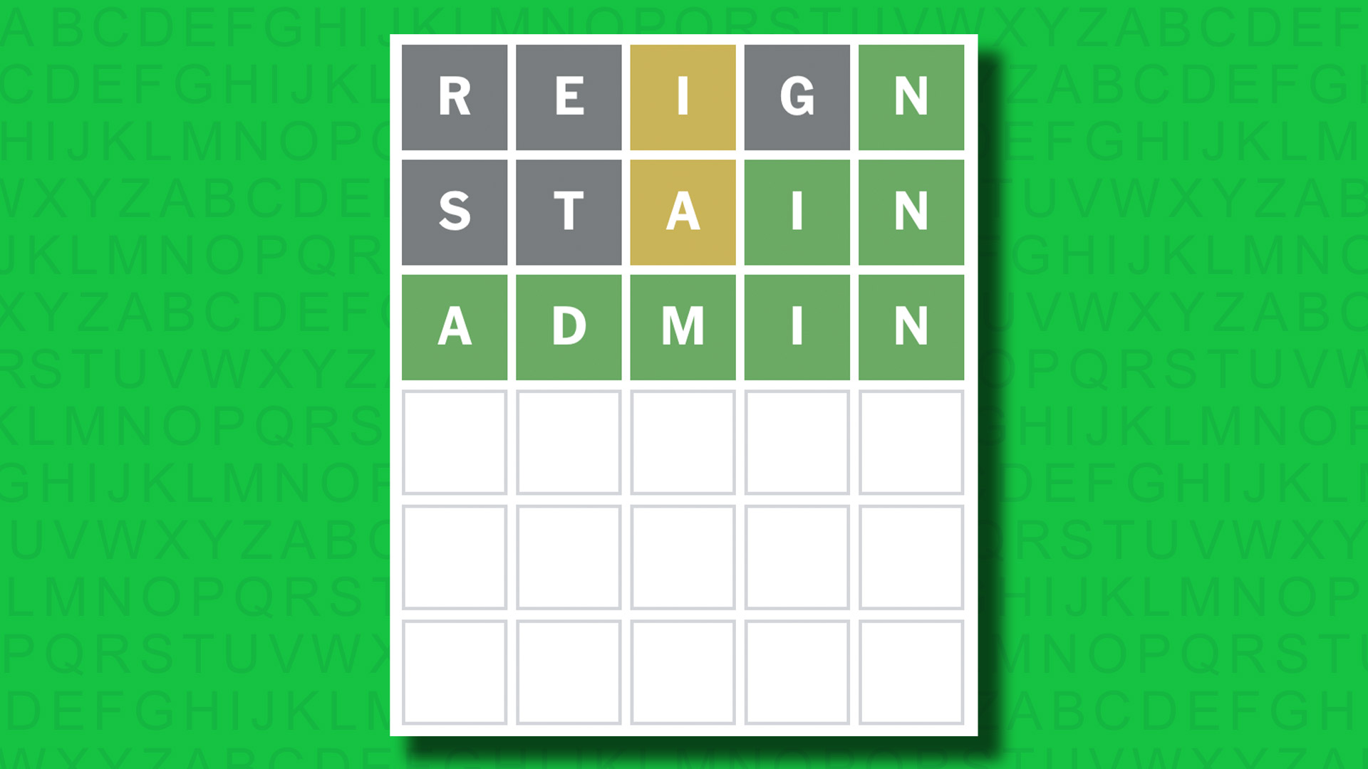 NYT Wordle answer for game 1445 on a green background