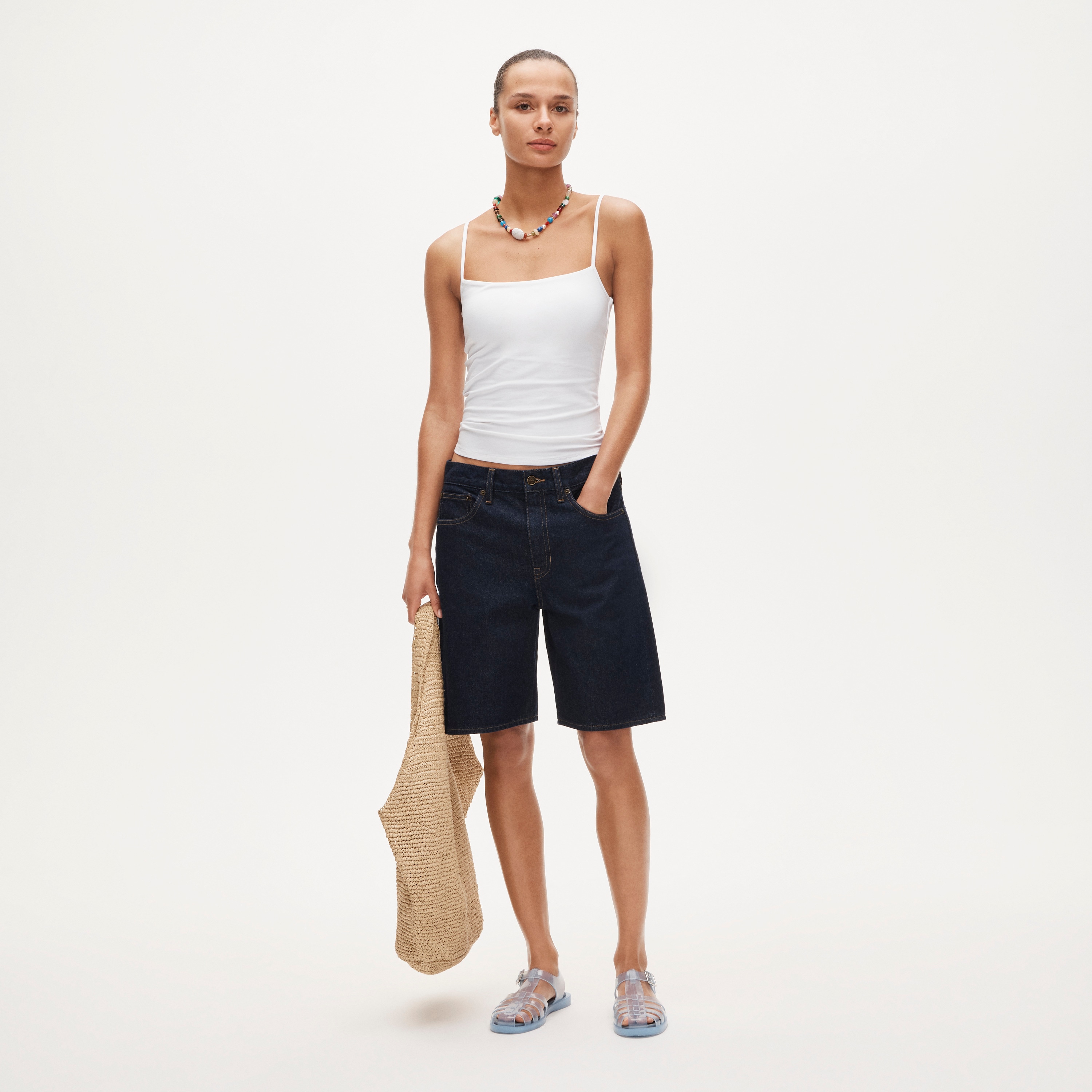 J.Crew, Stretch Cotton Shelf-Bra Tank Top