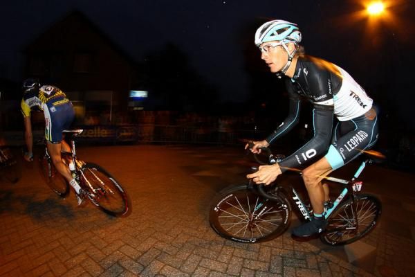 Andy Schleck (Leopard-Trek) takes a corner.