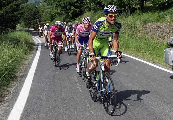 Ivan Basso (Liquigas) leads a group.