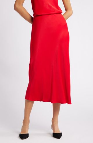 Bias Cut Satin Skirt