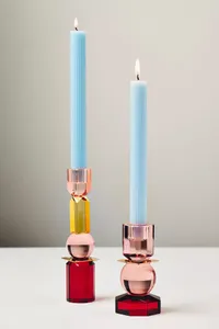 Anthropologie Modern Cut Glass Candle Holder