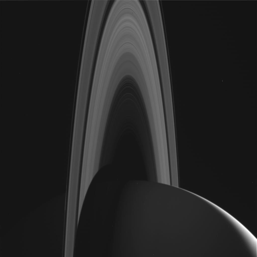 The Cassini spacecraft captured this raw image of Saturn on June 7 on the way to its eighth dive between the planet and its rings.