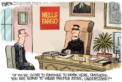 Editorial cartoon U.S. Wells Fargo attire