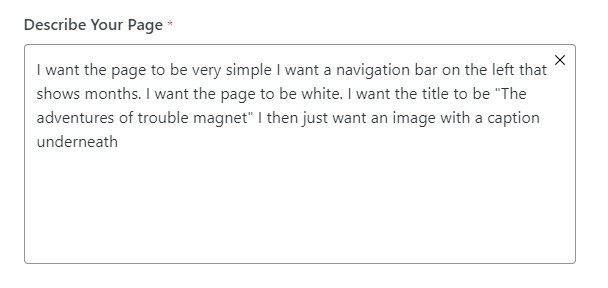 An image of text describing my website