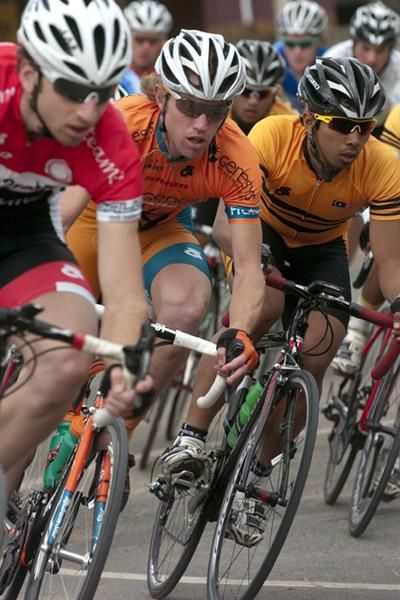 Tim Walker (centre) of Genesys Wealth Advisers corners around the Euston street circuit.