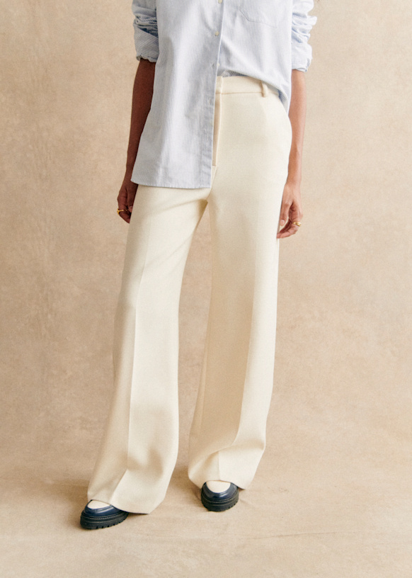 Matheo Trousers - Ecru - Recycled Polyester - Sézane