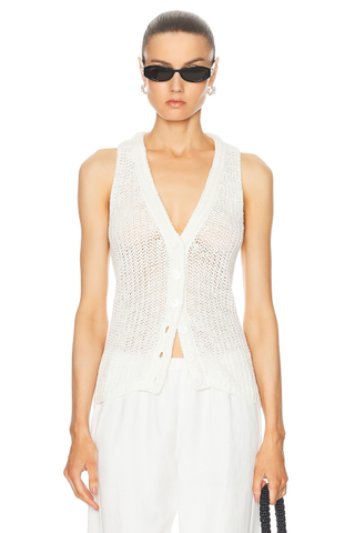 Enza Costa Linen Open Knit Vest