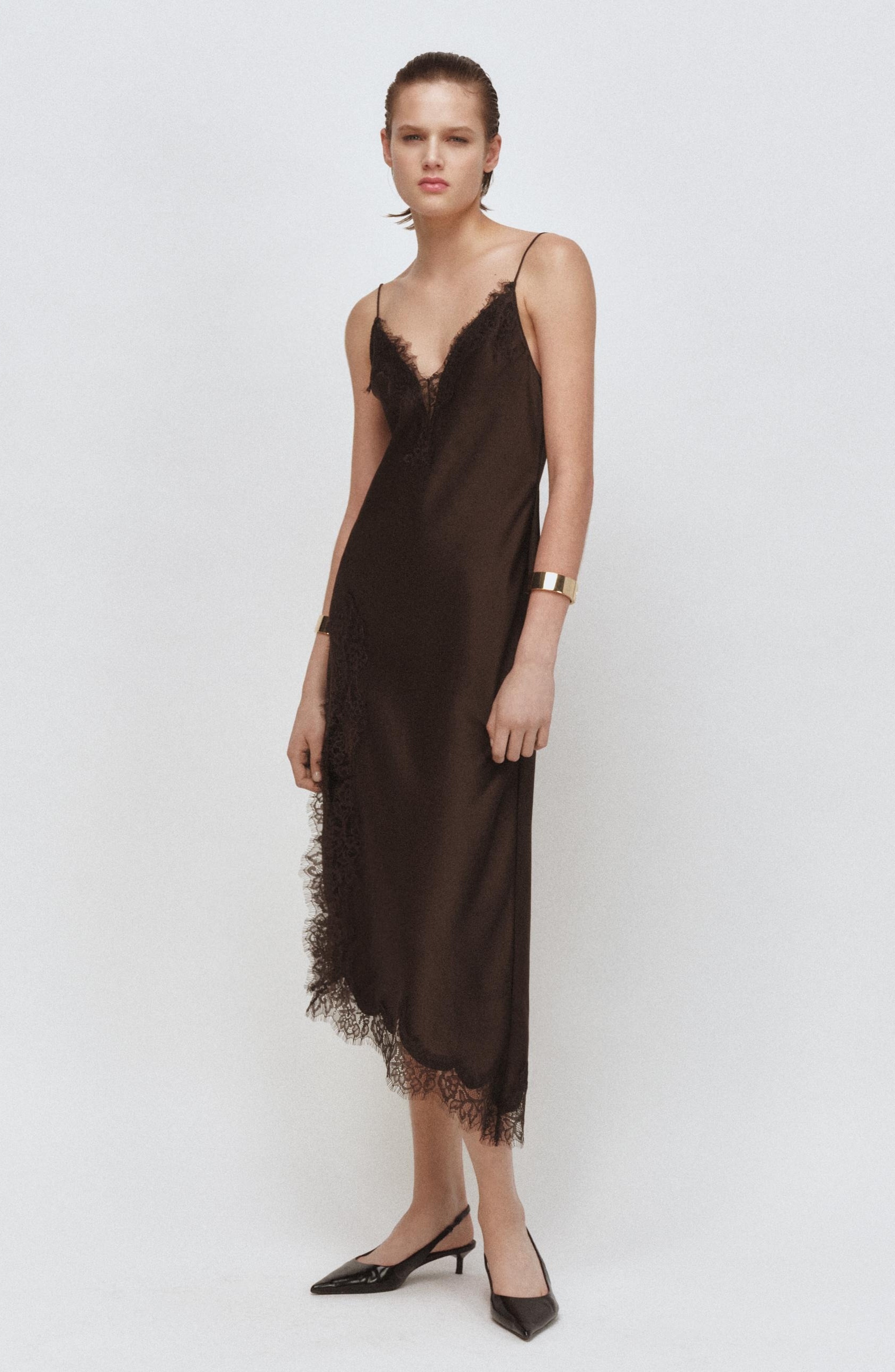 ZARA, Zw Collection Satin Lace Dress