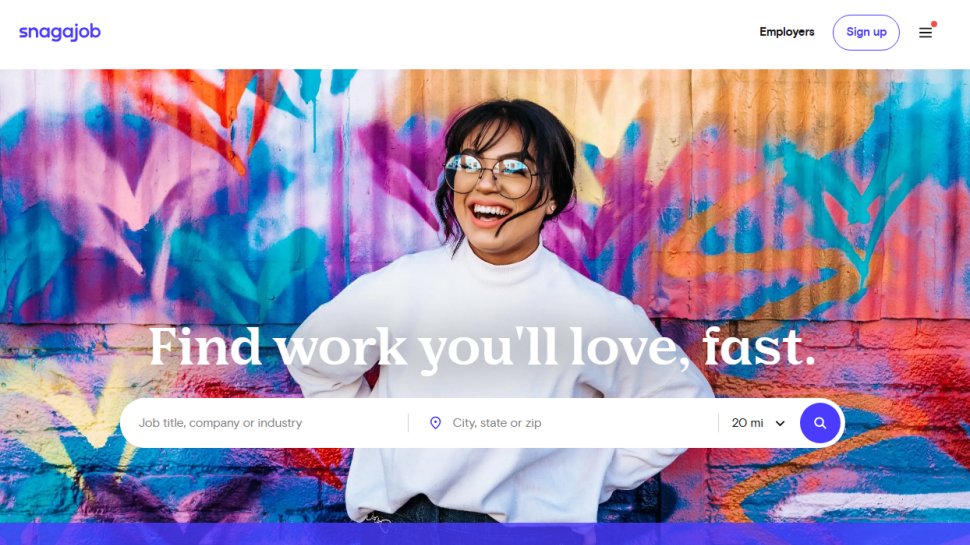 Website screenshot of Snagajob (January, 2026)