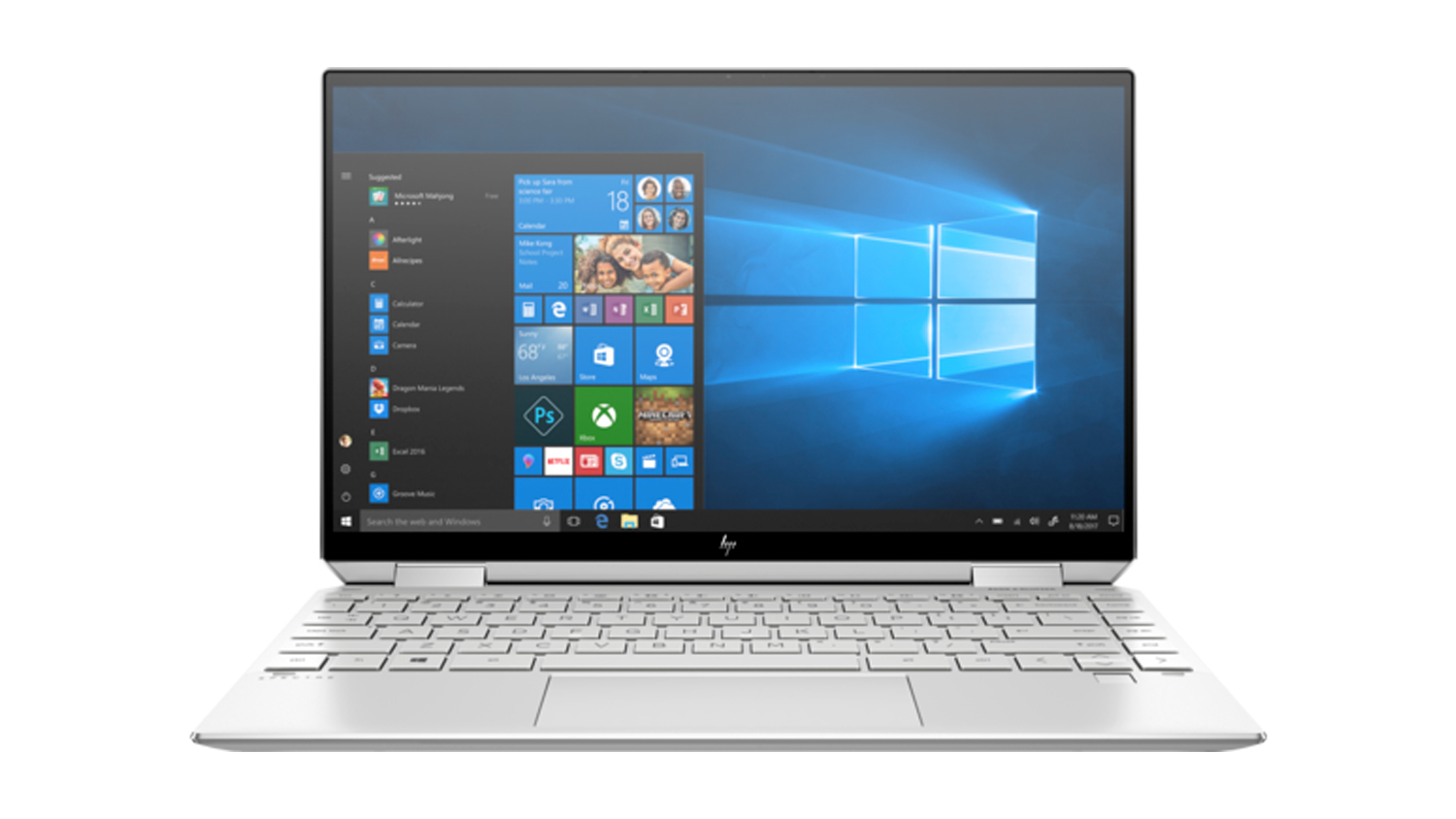 The HP Spectre x360 (2021) from the front against a white background