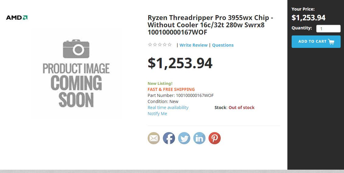 AMD Threadripper Pro Retail Pricing