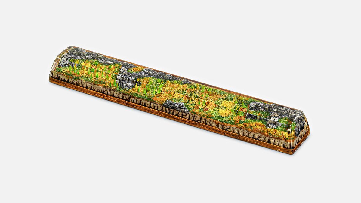 Jellykey Born of Forest series spacebar keycap depicting a forest scene