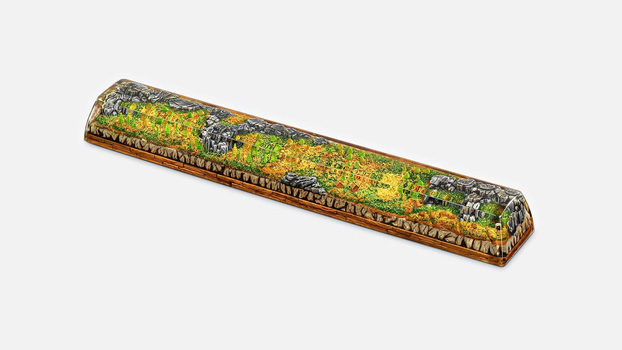 Jellykey Born of Forest series spacebar keycap depicting a forest scene