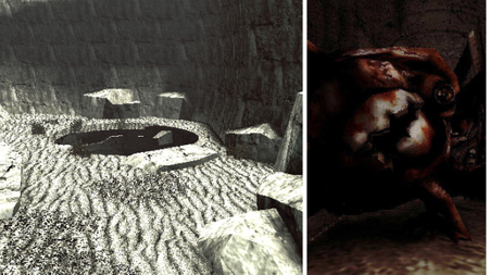An image of a pit and a giant centipede