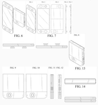 Technical drawings from Samsung patent for foldable gaming handheld