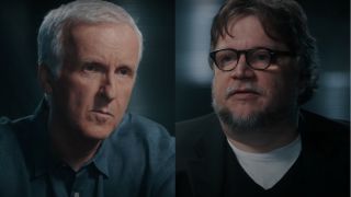 James Cameron and Guillermo del Toro on James Cameron's Story of Science Fiction, pictured side by side.