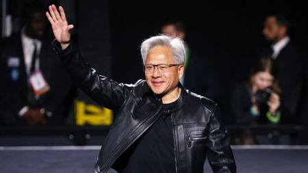 PARIS, FRANCE - JUNE 11: Co-founder and chief executive officer of Nvidia Corp., Jensen Huang attends the 9th edition of the VivaTech trade show at the Parc des Expositions de la Porte de Versailles on June 11, 2025, in Paris. VivaTech, Europe's largest tech trade show, offers a unique digital format for four days of reconnection and recovery through innovation. The event brings together startups, CEOs, investors, technology leaders, and all the digital transformation players shaping the future of the internet. Founded in 2016 by Publicis Groupe and Groupe Les Echos, this annual technology conference, also known as VivaTech, is dedicated to promoting innovation and startups.. (Photo by Chesnot/Getty Images)