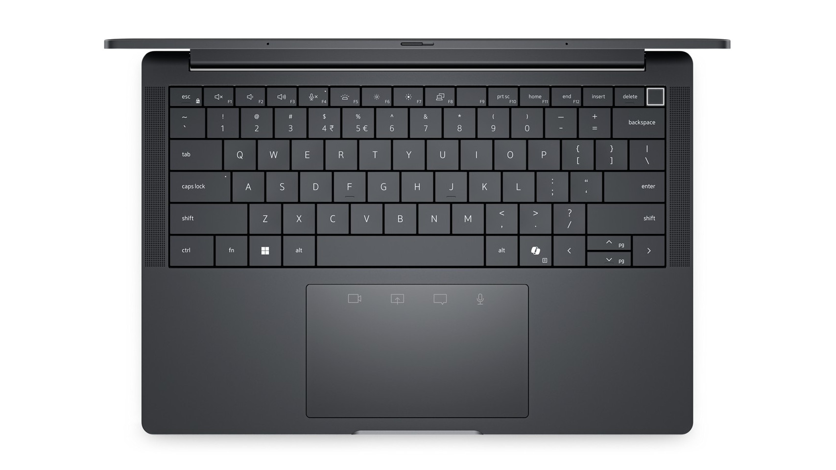 Dell Pro 14 laptop top-down view of keyboard