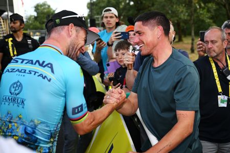 Pete Kennaugh with Mark Cavendish at the 2024 Tour de France