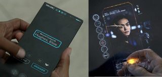 Inspiring mobile device concepts from HBO's Westworld (left) and SyFy's The Expanse (right).