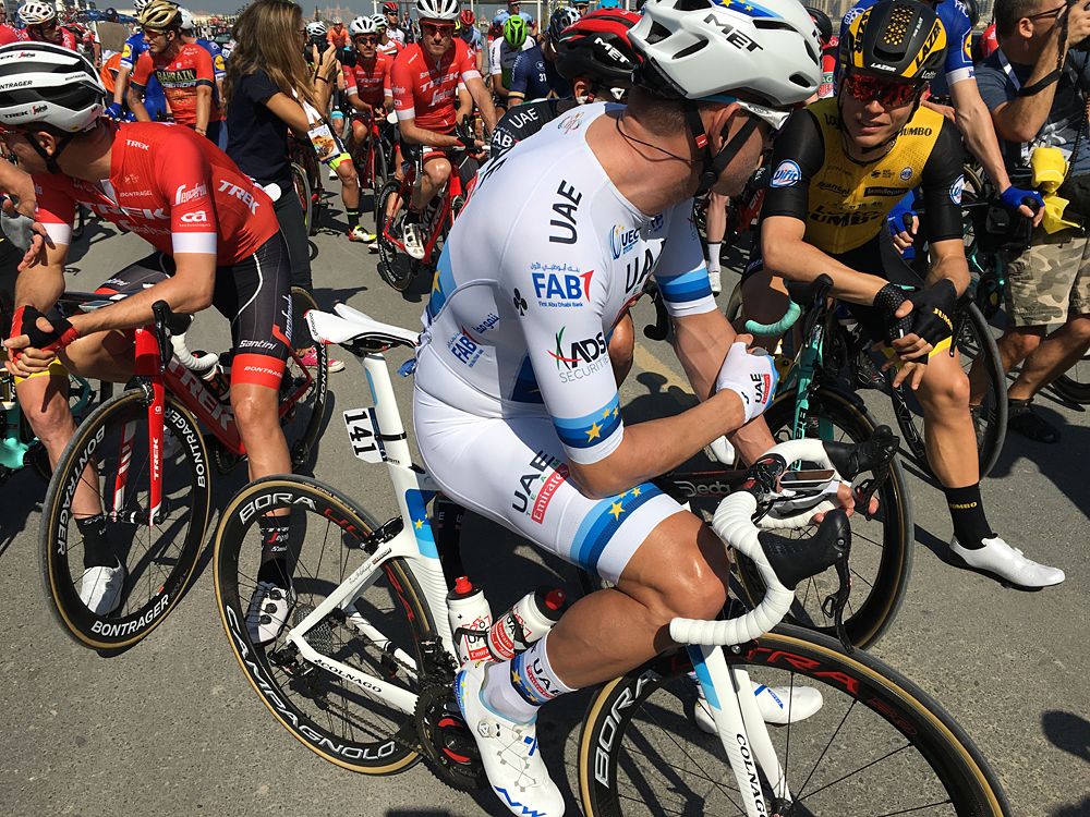 Alexander Kristoff has white shoes to match his white bike and white skinsuit
