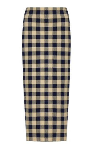 Petra Gingham Stretch-Cotton Knit Midi Skirt