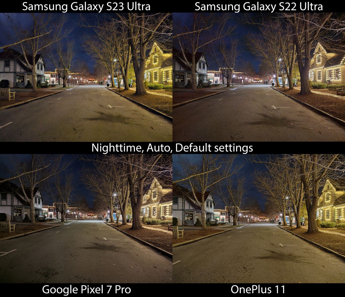 Comparing images taken from a Samsung Galaxy S23 Ultra, S22 Ultra, Google Pixel 7 Pro, and a OnePlus 11