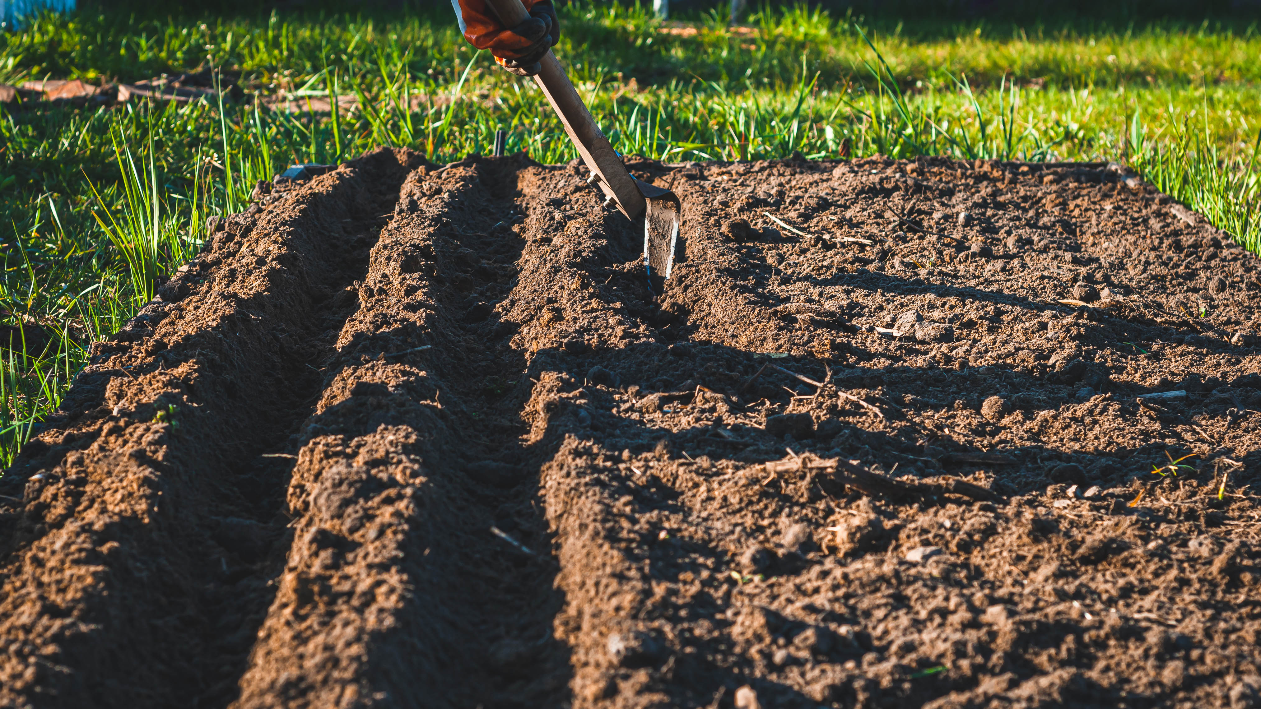 Digging trenches in soil