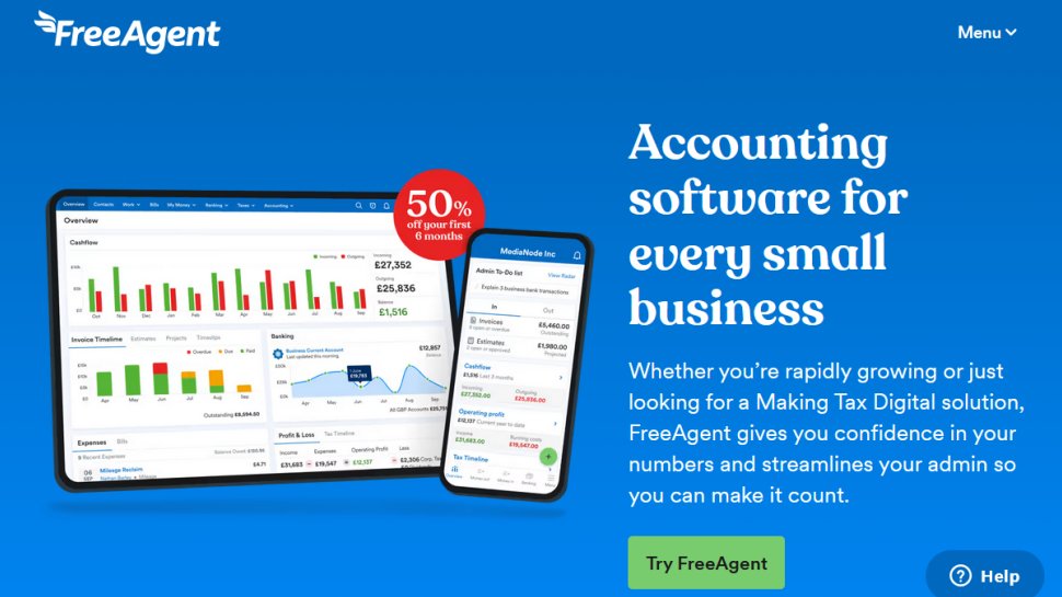 FreeAgent website screenshot (February 2026).