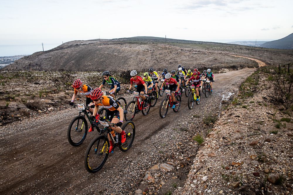 Anna van der Breggen and Annika Langvad lead the bunch at the 2019 Cape Epic
