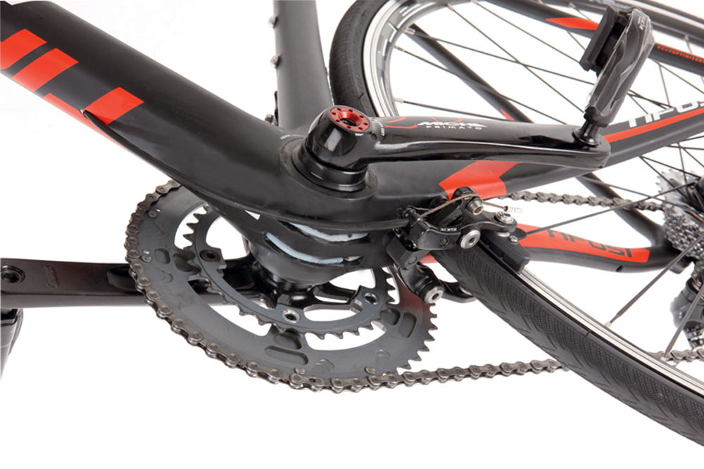 Miche Super compact 50/34t chainset and chainstay mounted rear brake. Photo: Mike Prior