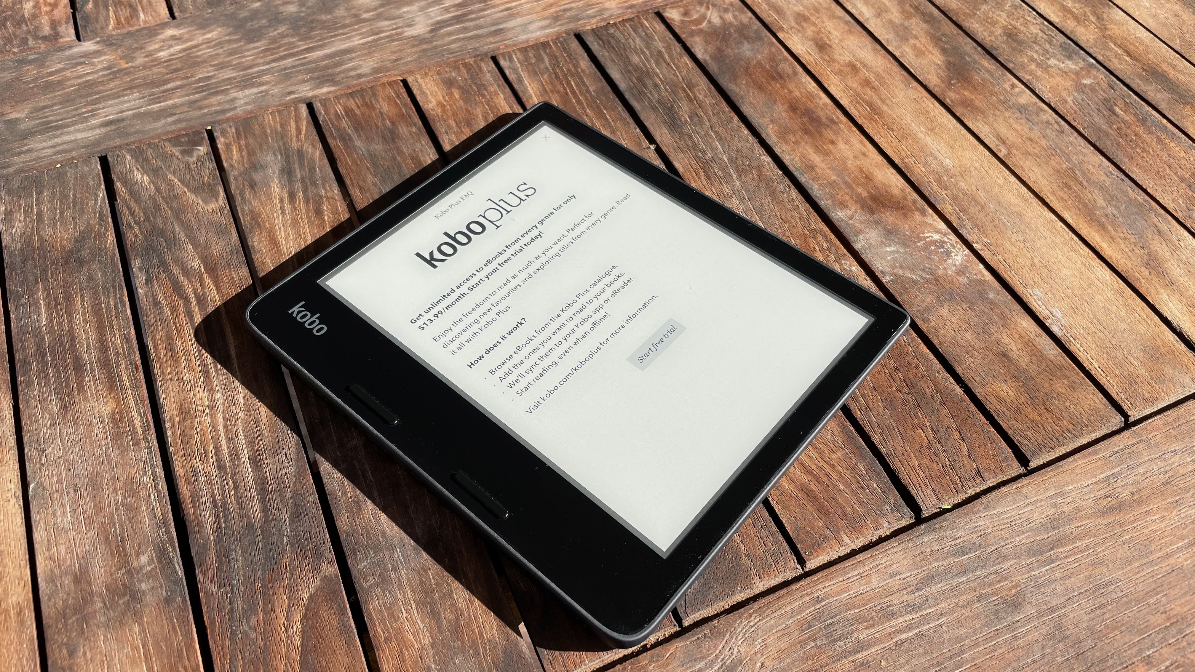 Kobo Plus sign-up page on Kobo Sage