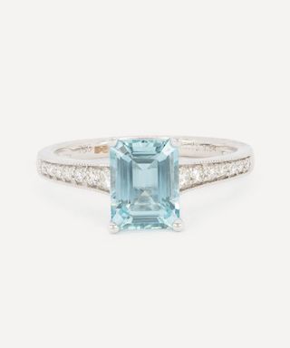 18ct White Gold Aquamarine and Diamond Cocktail Ring