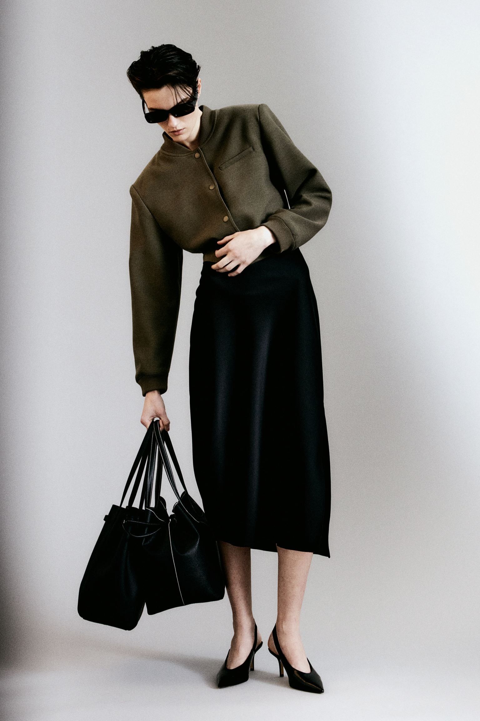 H&M green cropped jacket