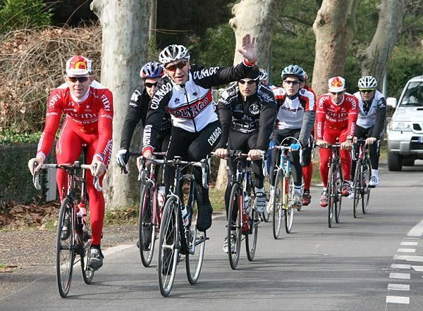 Agnolutto waves and keeps riding in his 'retirement', which in his case sees him acting as a riders' representative and organising cycling camps in the Pyrenees that include several active professionals