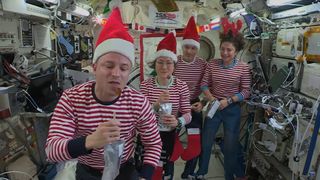 The Expedition 61 astronauts celebrate Christmas and the holidays in orbit aboard the International Space Station in December 2019.