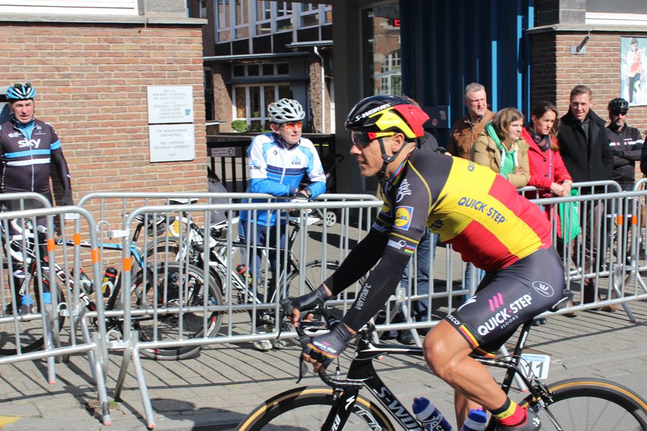 Belgian champion Gilbert gets off the Quick-Step bus
