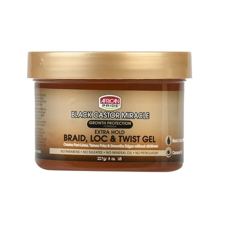 African Pride Black Castor Miracle 8 Oz. Extra Hold Braid, Loc, &amp;amp; Twist Gel