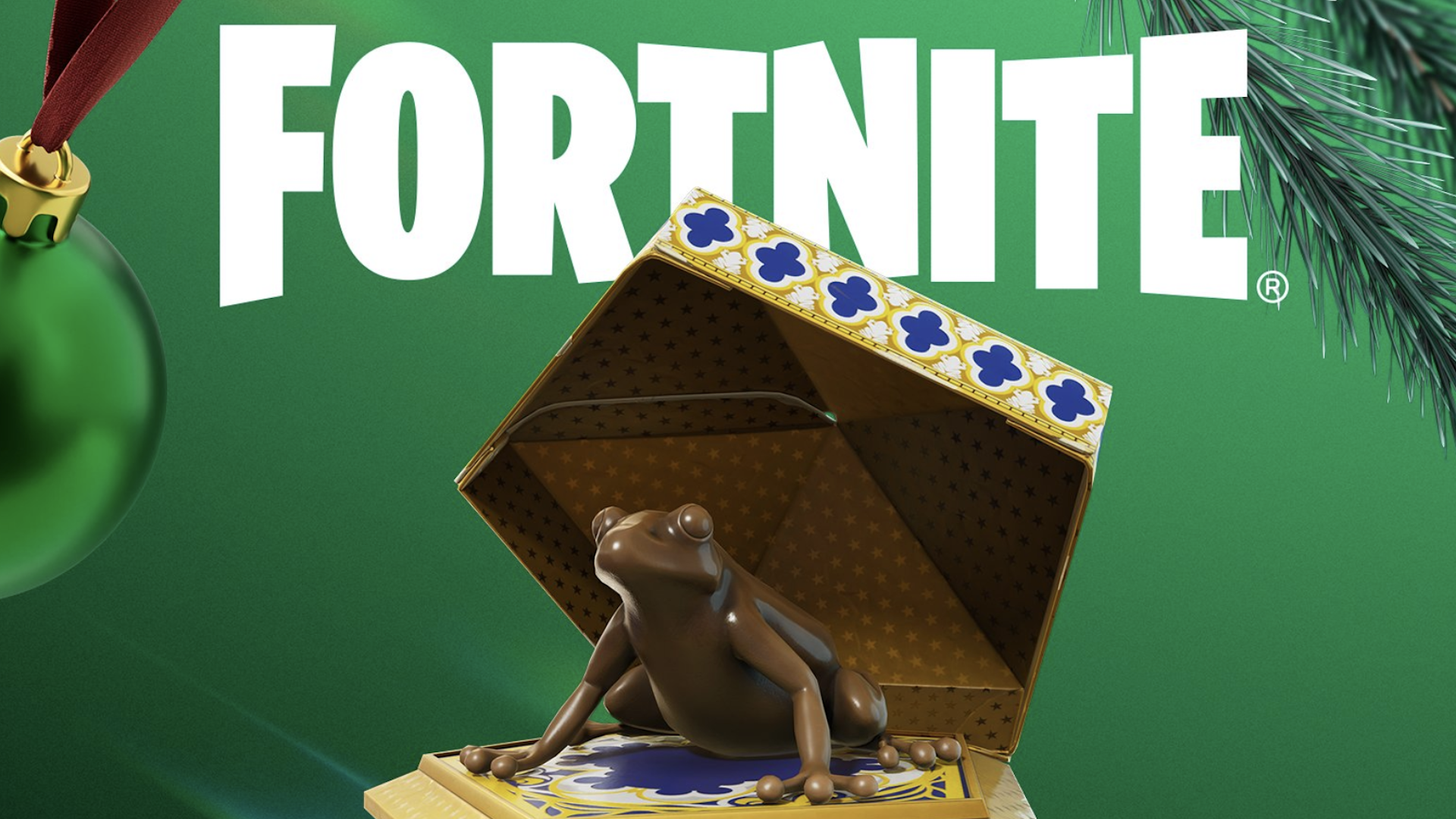 Шоколадная лягушка из Гарри Поттера на зеленом праздничном фоне