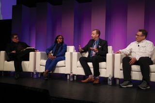 The ‘IP as Universal Language’ panel at Emerging Trends Day. From left: Tim Albright, AVNation TV; Alesia Hendley, Access Networks; Jeremy Caldera, CTS-D, CTS-I, IAS Technology; and Colin Denig, AVI-SPL
