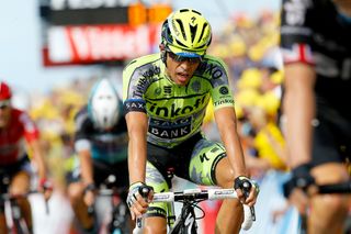 Alberto Contador finishes stage 2.