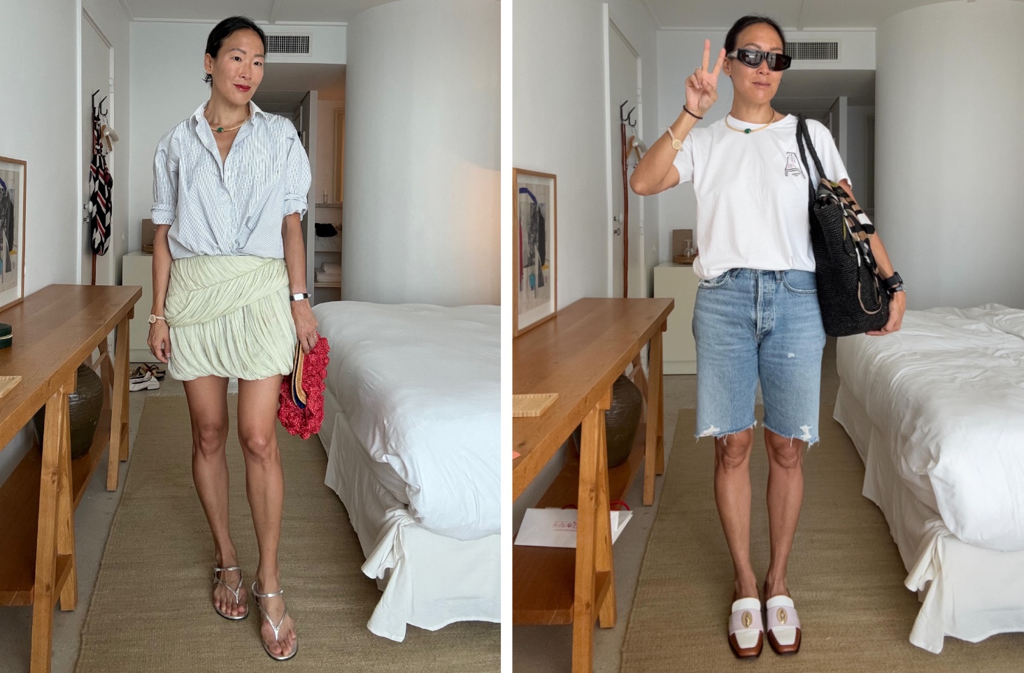 Irene Kim models two pairs of her favorite Nomasei shoes
