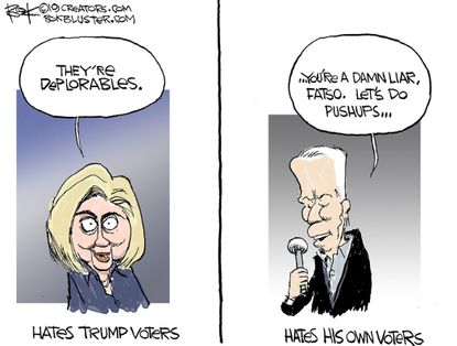 Political Cartoon U.S. Biden Hillary Voter Hate