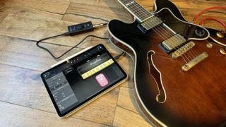 iRig HD X interface, with guitar and Garageband on iPad