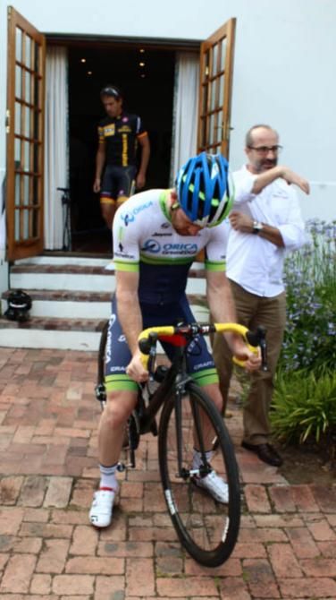 Matt Goss checking his breaks