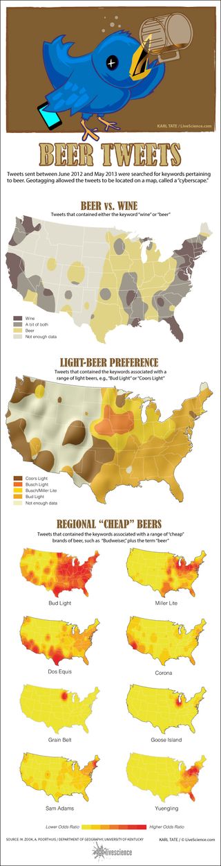 Maps show beer preferences across America.