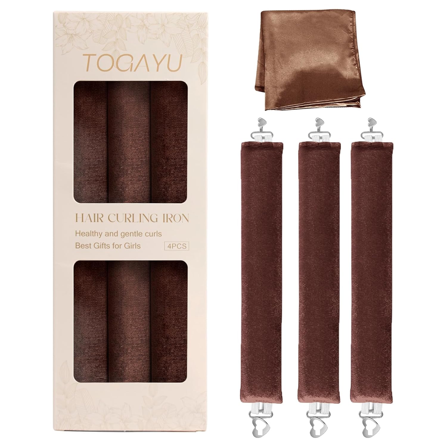 Togayu Heatless Curls, Heatless Curls Overnight Hair Care Set - Jumbo Velvet Hair Curlers to Sleep In, Soft Heatless Curling Rods for All Hair Types