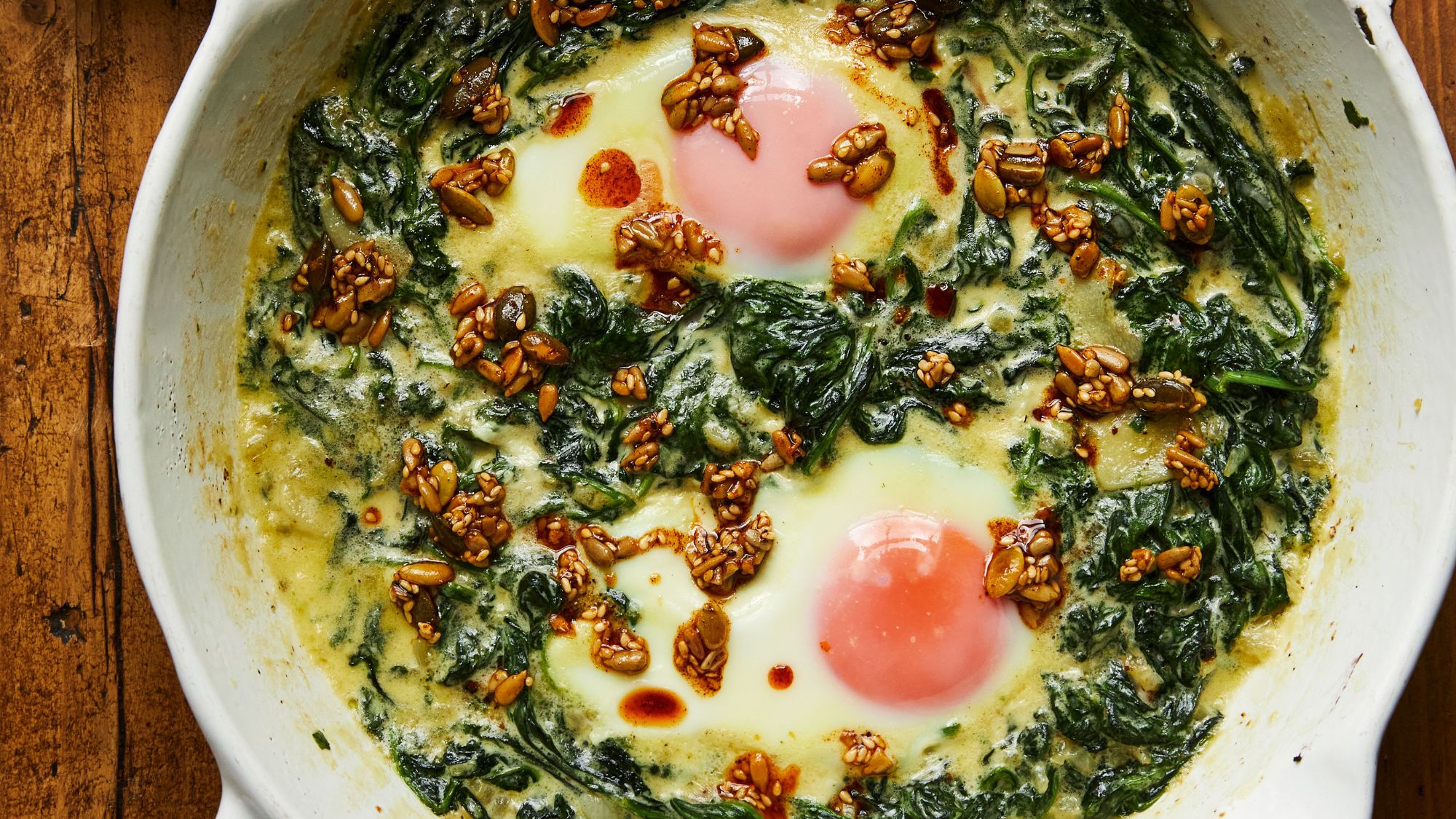  Eggs in creamed spinach with spiced butter seeds recipe 